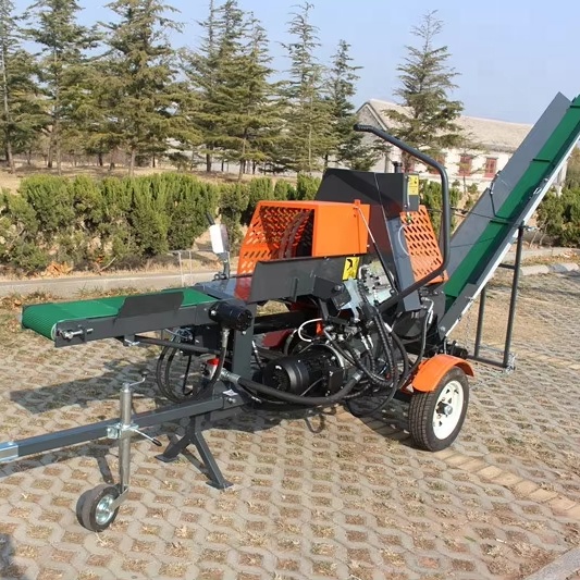 Log Splitter Electric - เครื่องผ่าฟืนไฮดรอลิกแนวนอน 20 ตัน พร้อมสายพานลำเลียง; เครื่องผ่าฟืนไฮดรอลิกแบบแมนนวล ไฟฟ้า