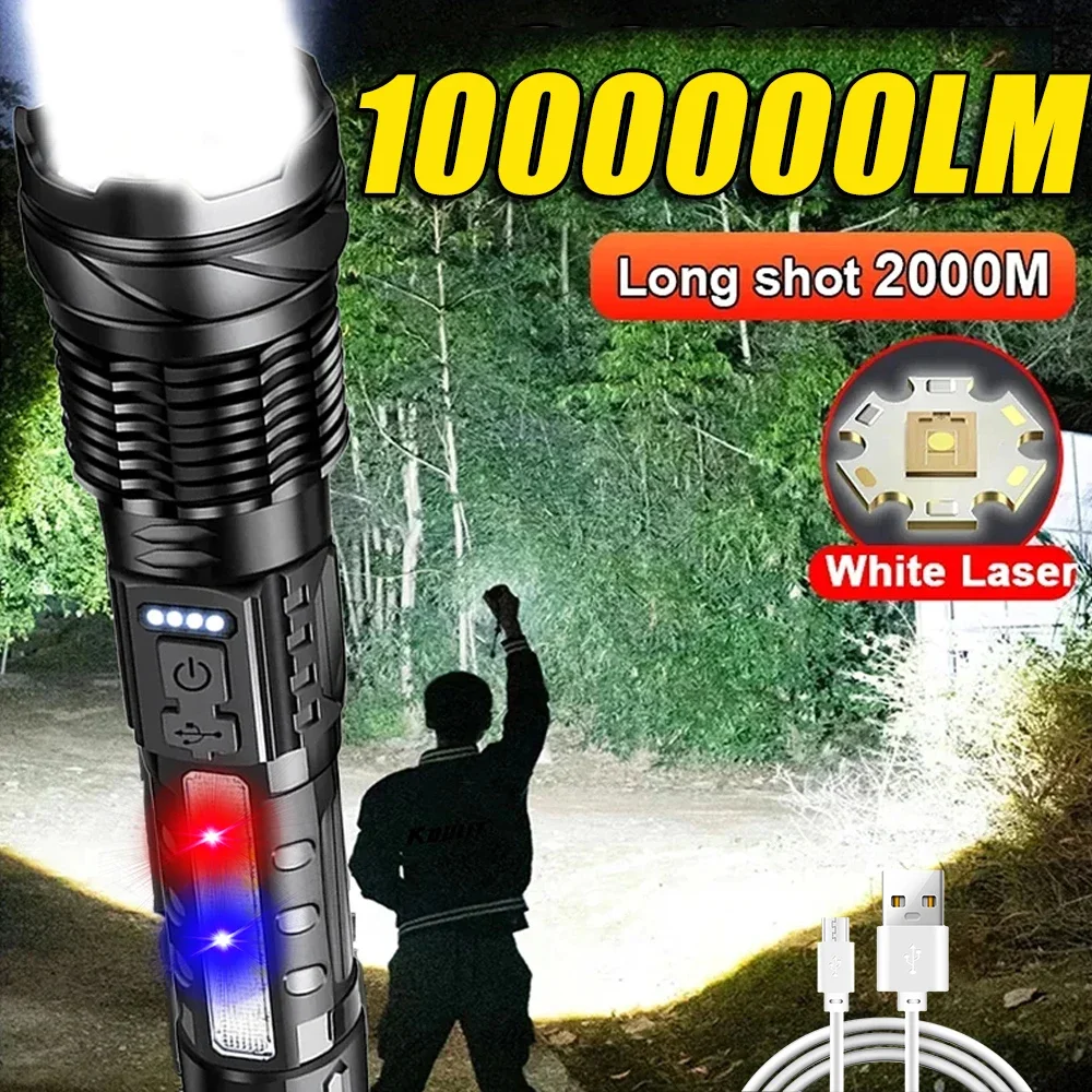 Outdoor Power For Lights - ไฟฉาย LED อันทรงพลัง ไฟแคมป์ปิ้งแบบชาร์จไฟได้พร้อมไฟด้านข้าง ไฟฉายระยะไกลที่สว่างเป็นพิเศษสำหรับการเดินป่าตกปลากลางแจ้ง