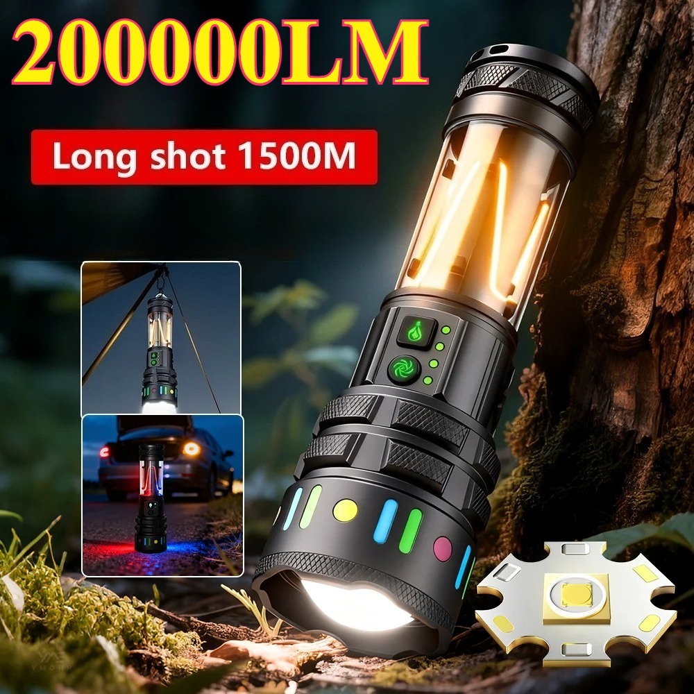 Outdoor Power For Lights - ไฟฉาย LED สว่างพิเศษทรงพลัง ชาร์จเร็วแบบ Type-C ไฟฉายพกพาสำหรับใช้งานกลางแจ้งและไฟฉุกเฉินในชีวิตประจำวัน