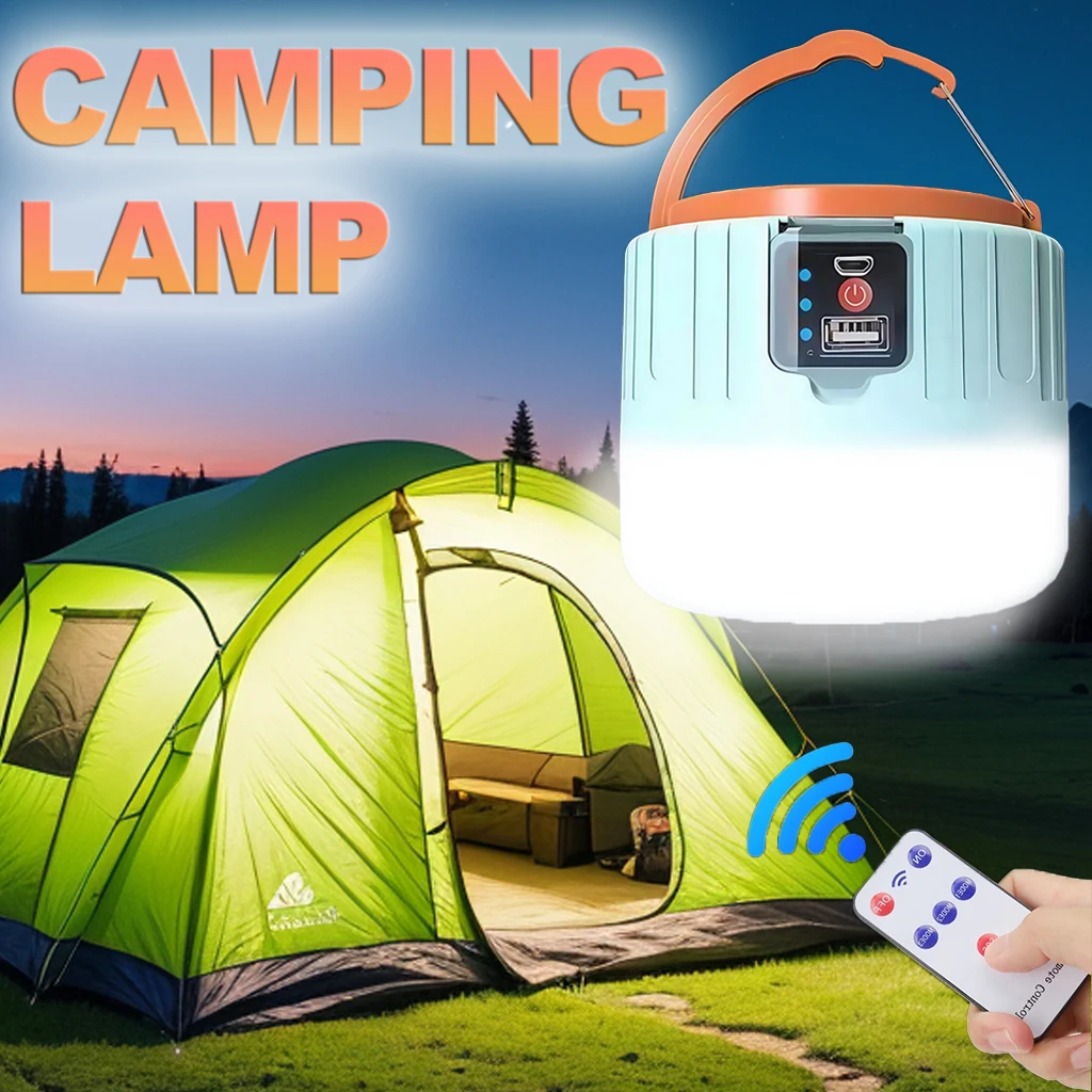 Outdoor Power For Lights - โคมไฟตั้งแคมป์พลังงานแสงอาทิตย์แบบชาร์จไฟได้ LED แบบพกพาพร้อมรีโมท, ไฟฉายพาวเวอร์แบงค์ โคมไฟฉุกเฉินกลางแจ้งสำหรับตกปลา บาร์บีคิว