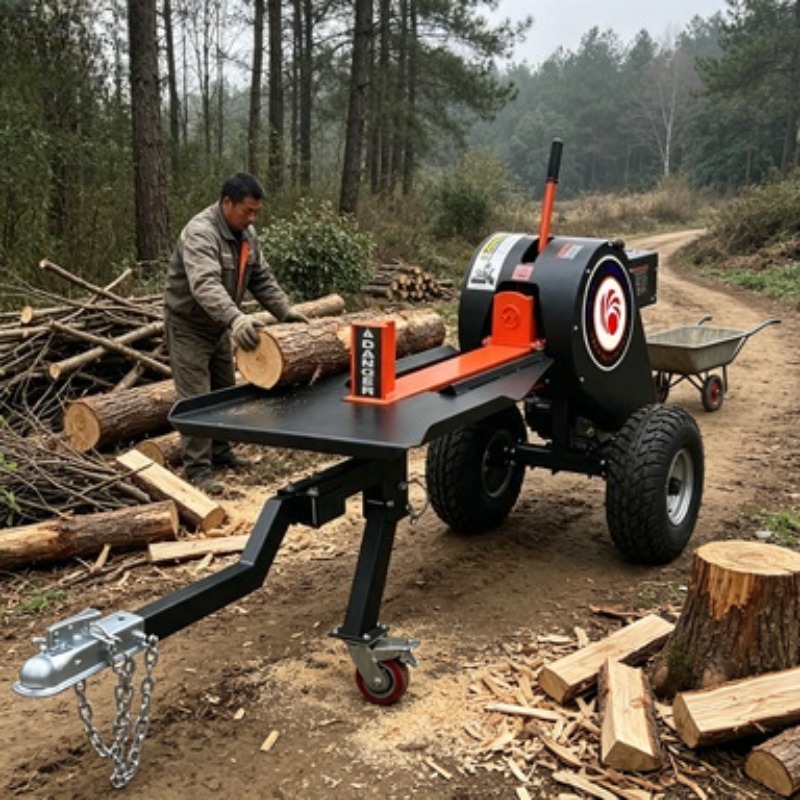 Log Splitter Electric - เครื่องผ่าฟืนไฟฟ้า 7 ตัน แบบไฮดรอลิก เครื่องแปรรูปฟืนแบบพกพาสำหรับใช้ในบ้านและสวน ความยาวการผ่า