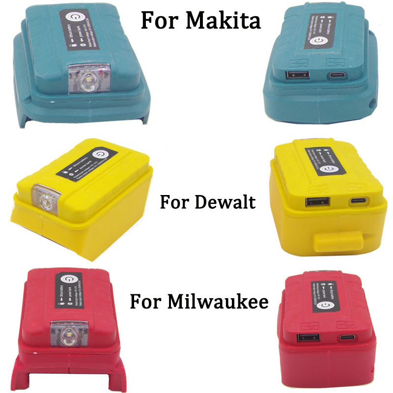 Outdoor Power Adapter Usb C - ไฟ LED ทํางานโคมไฟแหล่งจ่ายไฟสําหรับ Makita/Dewalt/Milwaukee18V Li-Ion แบตเตอรี่อะแดปเตอร์กลางแจ้ง