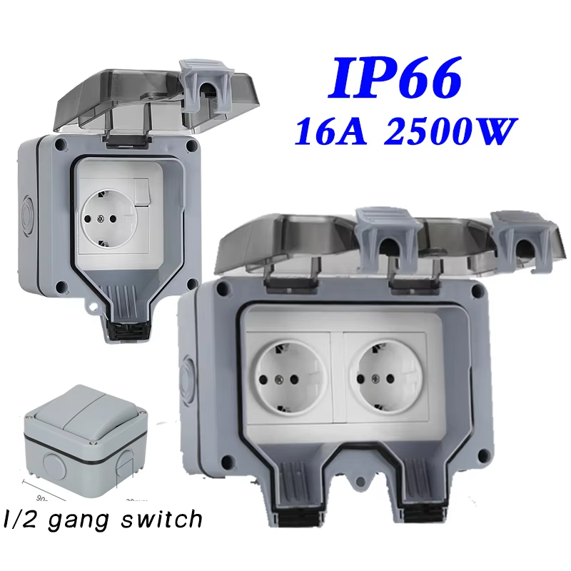 Outdoor Power Plus - EU KR ผนังกลางแจ้งซ็อกเก็ตกันน้ํา 16A Outlets เกาหลีไฟฟ้า