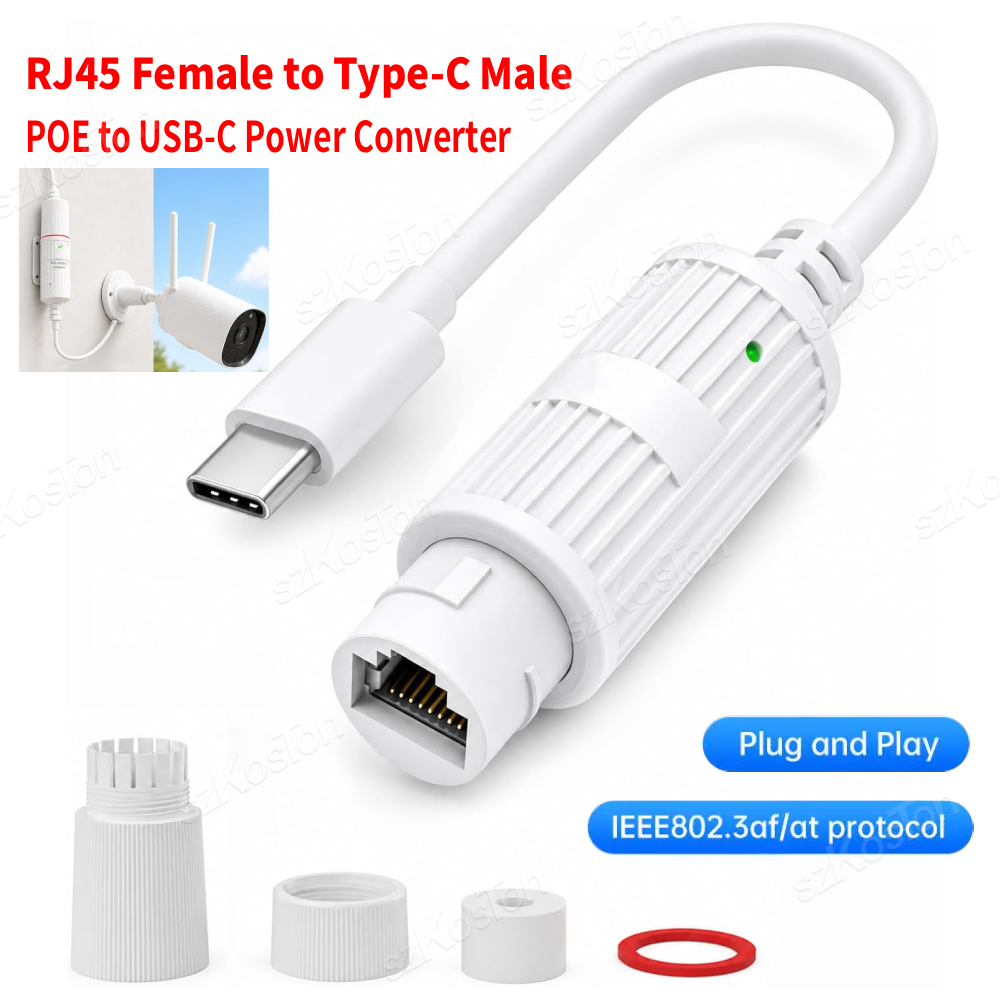 Outdoor Power Adapter Usb C - ตัวแปลงไฟ POE เป็น USB-C อะแดปเตอร์ชาร์จ RJ45
