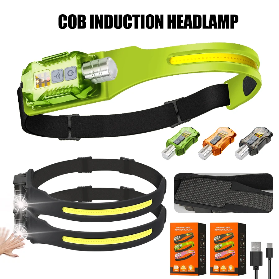 Outdoor Power For Lights - ไฟฉายคาดศีรษะ LED อันทรงพลังแบบพกพาแบบชาร์จไฟได้พร้อมหางแม่เหล็ก 9 โหมดแสงสว่างสำหรับตั้งแคมป์กลางแจ้งโคมไฟตกปลา