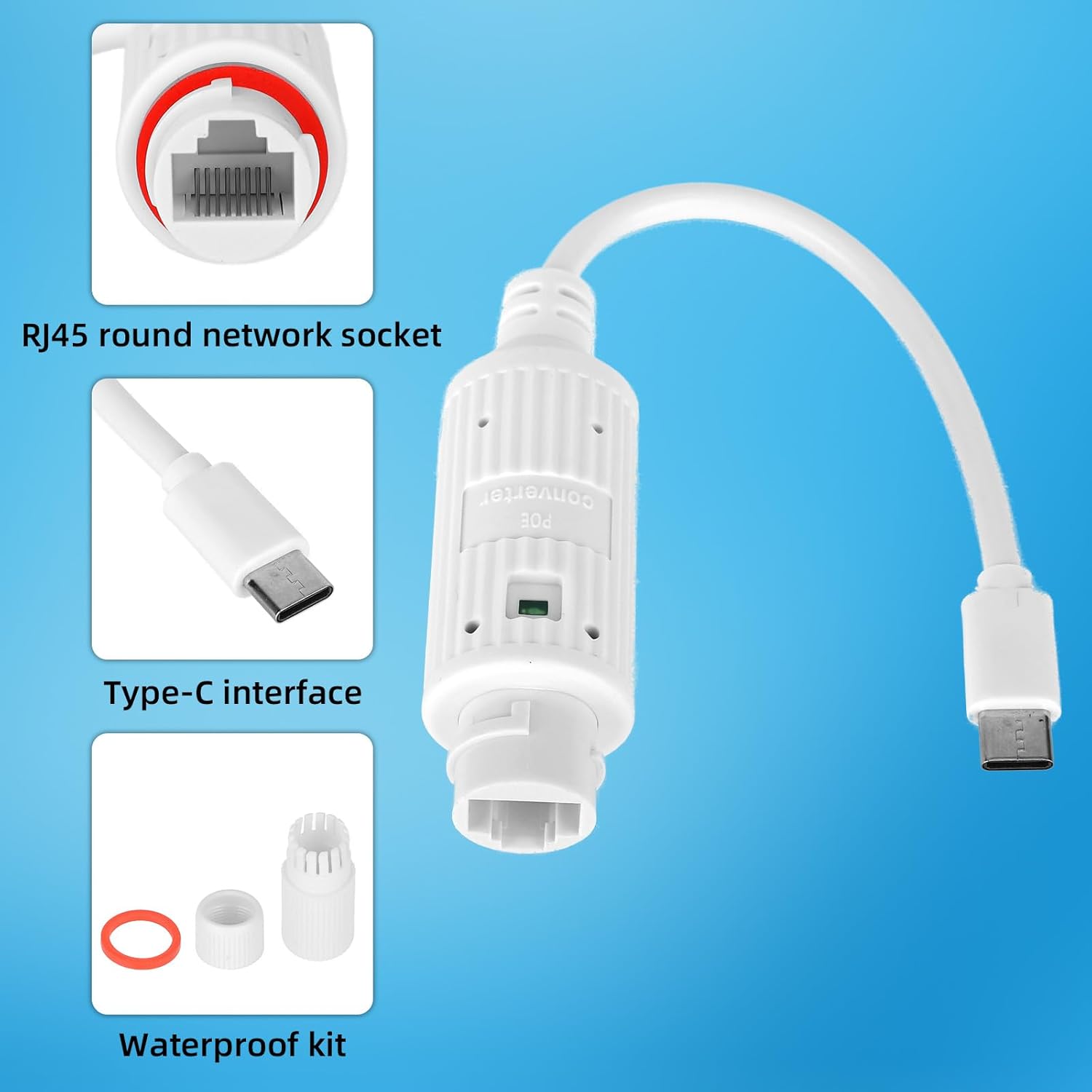Outdoor Power Adapter Usb C - ตัวแปลงไฟ POE เป็น USB-C สำหรับใช้งานกลางแจ้ง กันน้ำ