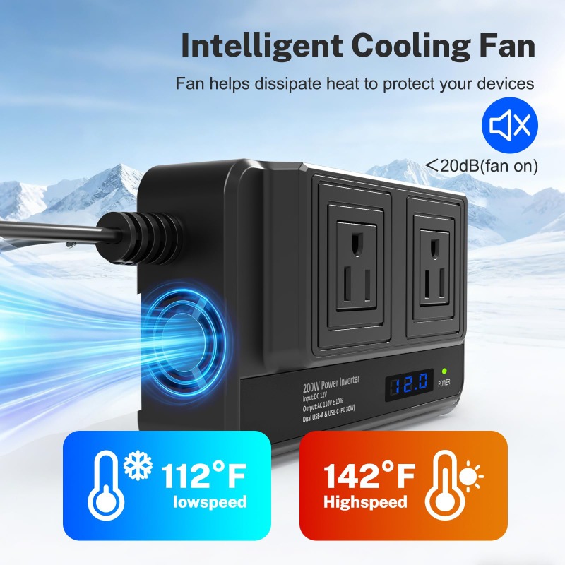 อินเวอร์เตอร์รถยนต์ 200W อะแดป - Outdoor Power Adapter Usb C บทวิจารณ์และราคา