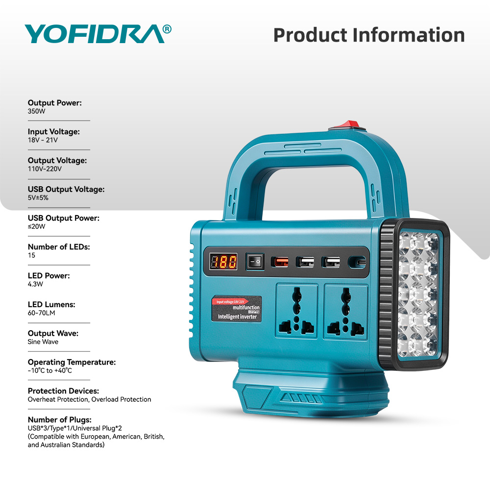อินเวอร์เตอร์พกพา YOFIDRA 220V - Outdoor Power Outlet บทวิจารณ์และราคา
