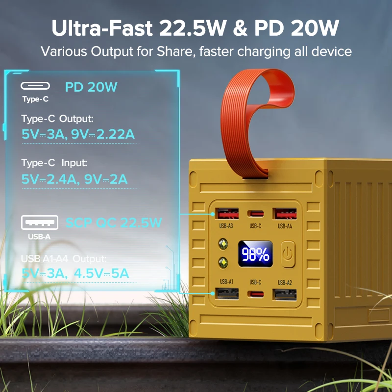 QOOVI 60000mAh Power Bank 22.5 - Outdoor Power Adapter Usb C บทวิจารณ์และราคา